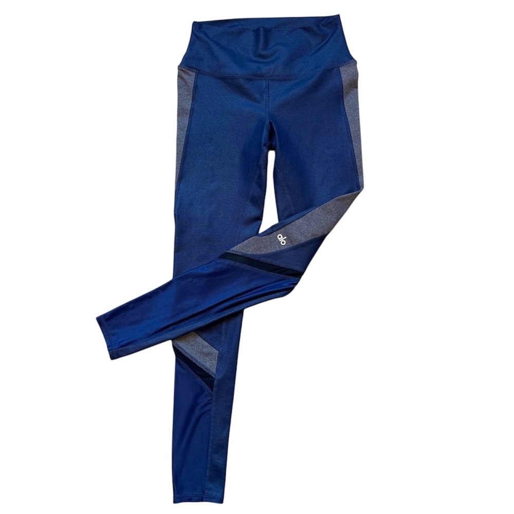 ALO Yoga Blue black and Gray Leggings Moisture-Wicking Comfort